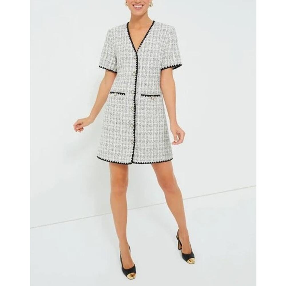 NWOT Pomander Place White Tweed Josephine Button Down Dress XXL